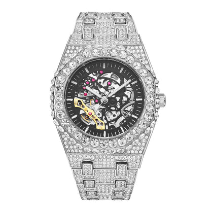 Luxury Full Diamond Skeleton Mechanical Watch – Hip Hop Party Edition